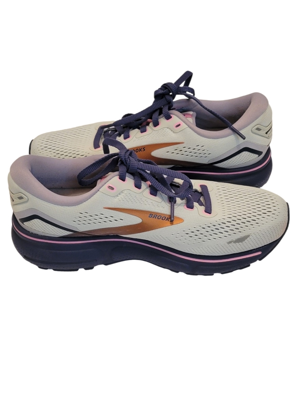 Brooks Ghost 15 Running Shoes Women’s Size 7 Wide D Cream Purple Pink Athletic - Picture 7 of 12